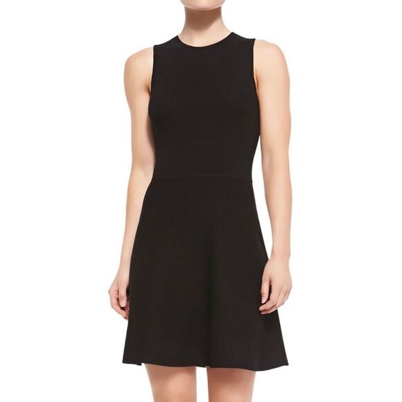 Theory Prosecco Maysen Knit A-Line Back Cutout Black Mini Dress - Picture 4 of 13